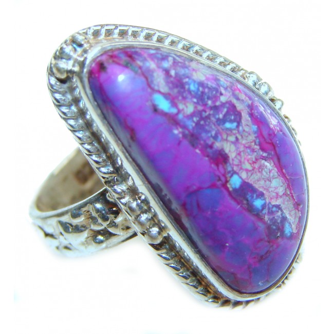 Purple Turquoise .925 Sterling Silver handcrafted ring; s. 8