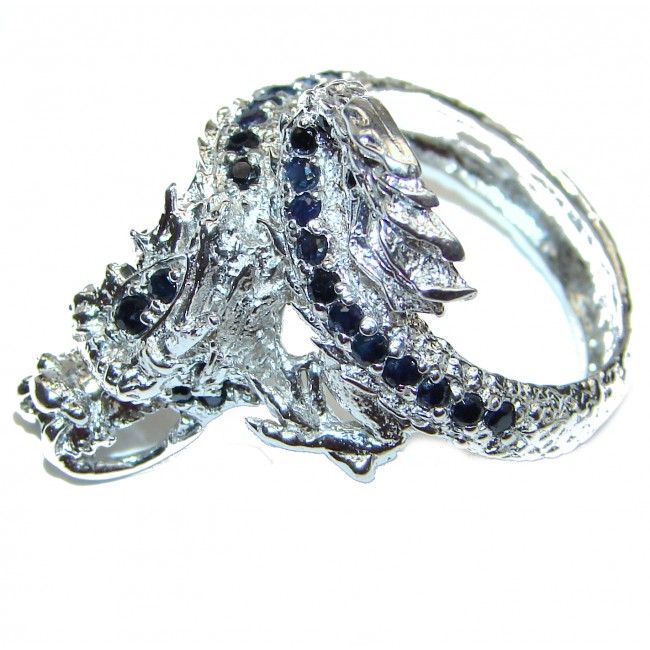 Cobra authentic Sapphire .925 Sterling Silver handmade Statement Ring s. 10