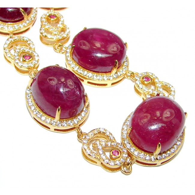 Authentic Spectacular Kashmir Ruby 14k Gold over .925 Sterling Silver handcrafted Bracelet