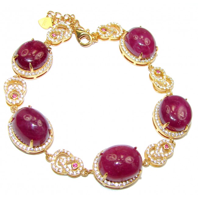 Authentic Spectacular Kashmir Ruby 14k Gold over .925 Sterling Silver handcrafted Bracelet