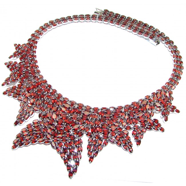 Huge Masterpiece Garnet .925 Sterling Silver handcrafted necklace