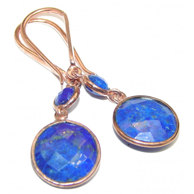 Outstanding Sublime Blue Lapis Lazuli 14K Gold over Sterling Silver earrings
