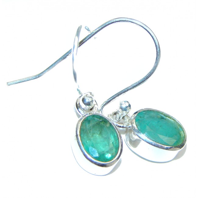Victorian Style Emerald .925 Sterling Silver earrings