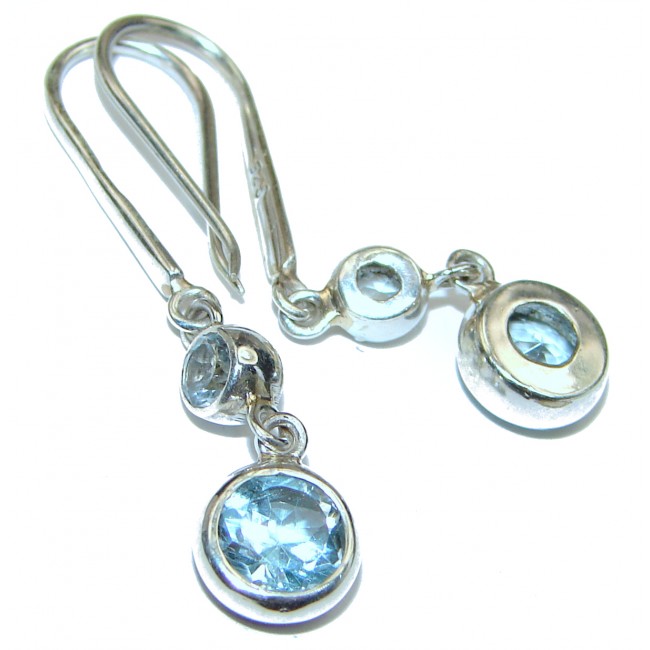Vintage Style Swiss Blue Topaz .925 Sterling Silver handmade earrings