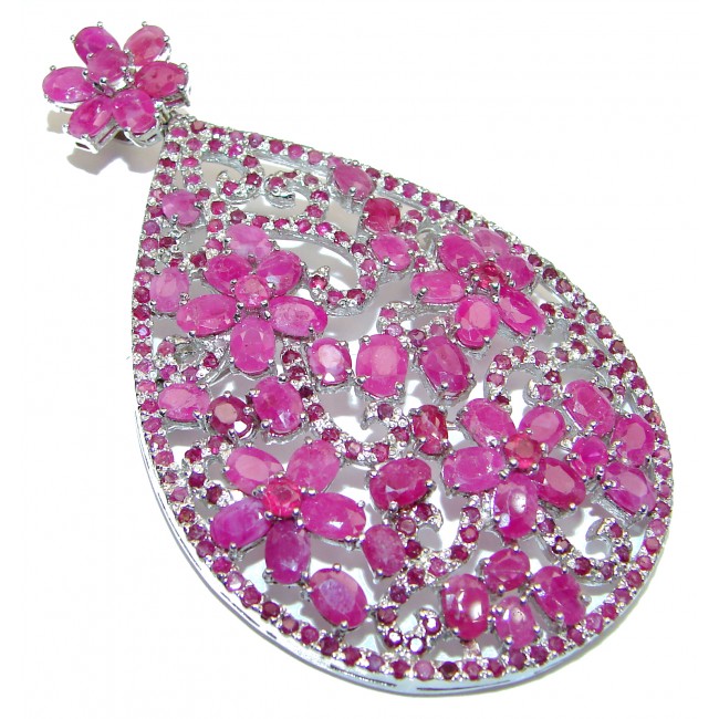 My Heirloom genuine Kashmire Ruby 3 1/4 inches long .925 Sterling Silver handcrafted LARGE Pendant BROOCH