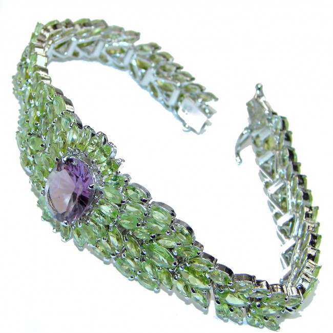 Royal quality Authentic Amethyst Peridot .925 Sterling Silver handcrafted Bracelet