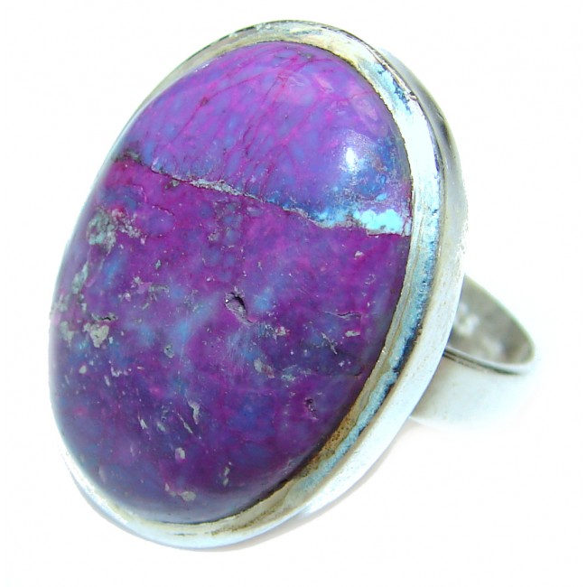 Huge Purple Turquoise .925 Sterling Silver handcrafted ring; s. 8