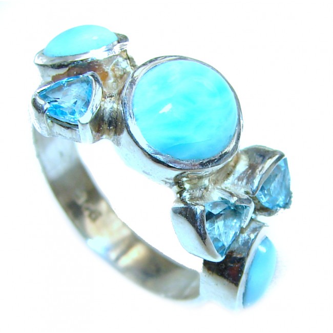Real Beauty Natural Larimar .925 Sterling Silver handcrafted Ring s. 8 3/4