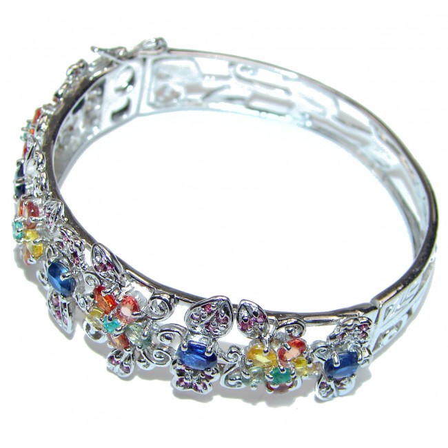 Authentic muklticolor Sapphire .925 Sterling Silver handcrafted Bracelet