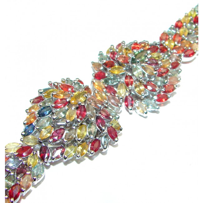 Spectacular Authentic multicolor Sapphire .925 Sterling Silver handcrafted Bracelet
