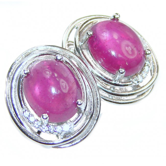 Huge Authentic 15ctw Ruby .925 Sterling Silver handmade earrings
