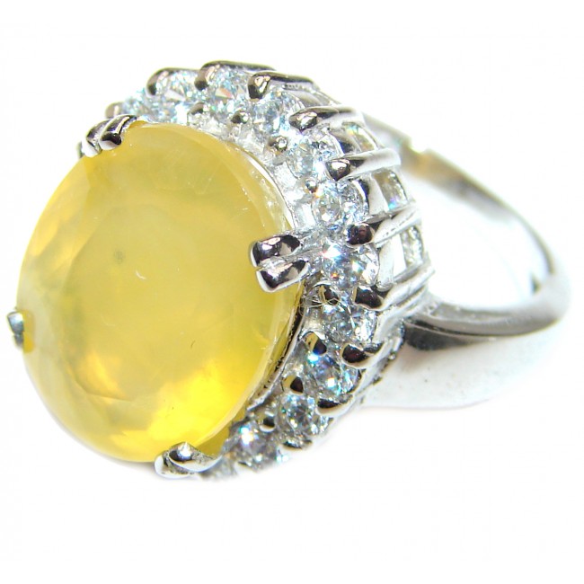 Large Genuine yellow Sapphire .925 Sterling Silver handcrafted Statement Ring size 6 3/4