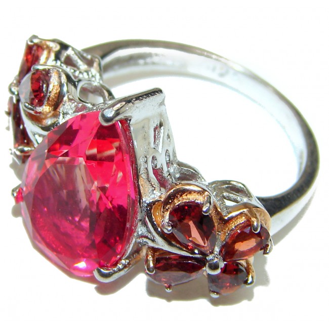 Pear cut Pink Topaz .925 Sterling Silver handcrafted Ring s. 6 3/4