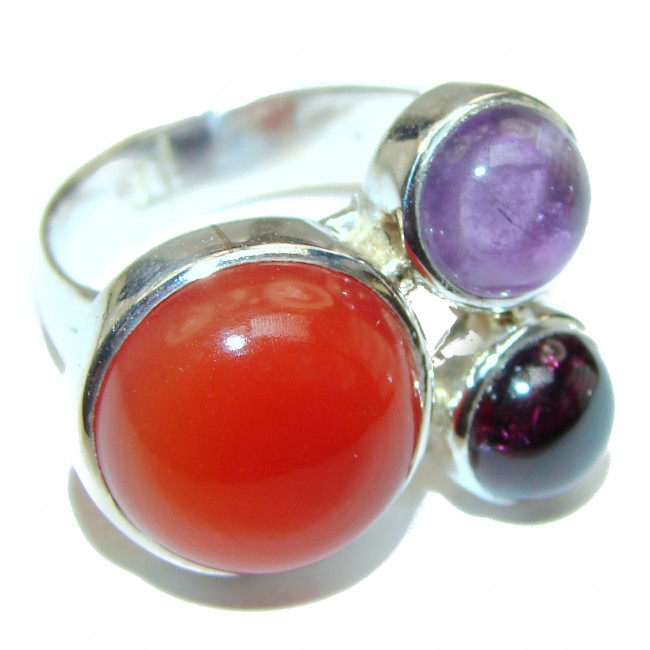 Sublime Carnelian .925 Sterling Silver handcrafted Ring s. 8 adjustable