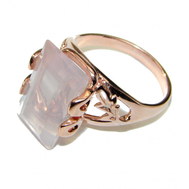 Emerald Cut 15ctw Rose Quartz Rose Gold over .925 Sterling Silver brilliantly handcrafted ring s. 8