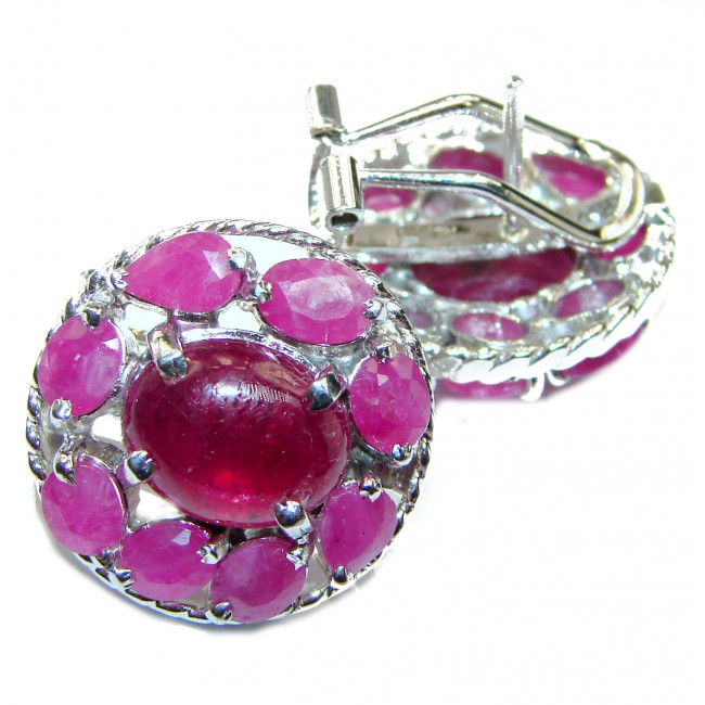Authentic 39ctw Kashmir Ruby .925 Sterling Silver handmade earrings