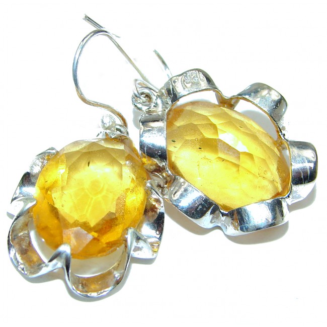 Rare Perception Golden Quartz .925 Sterling Silver handcrafted earrings