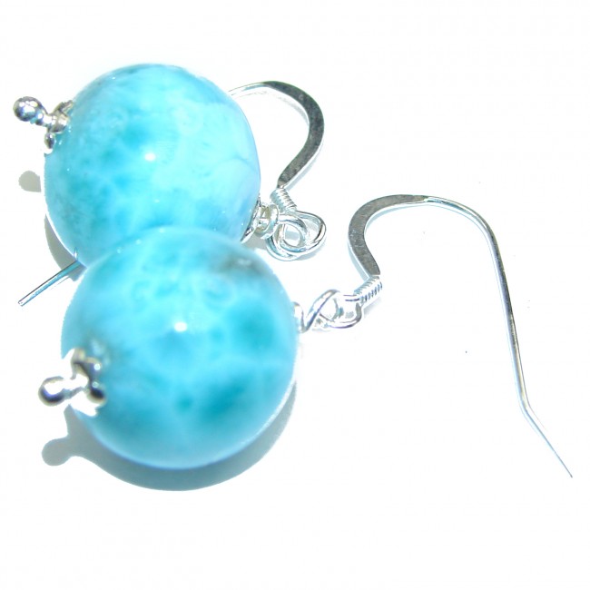 Blue Sphere Larimar .925 Sterling Silver handcrafted earrings