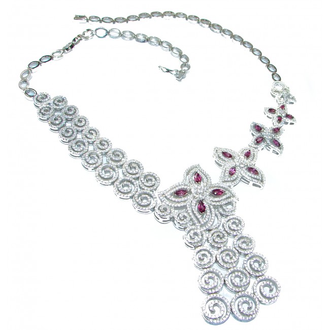Rose Garden Masterpiece Garnet .925 Sterling Silver handcrafted necklace