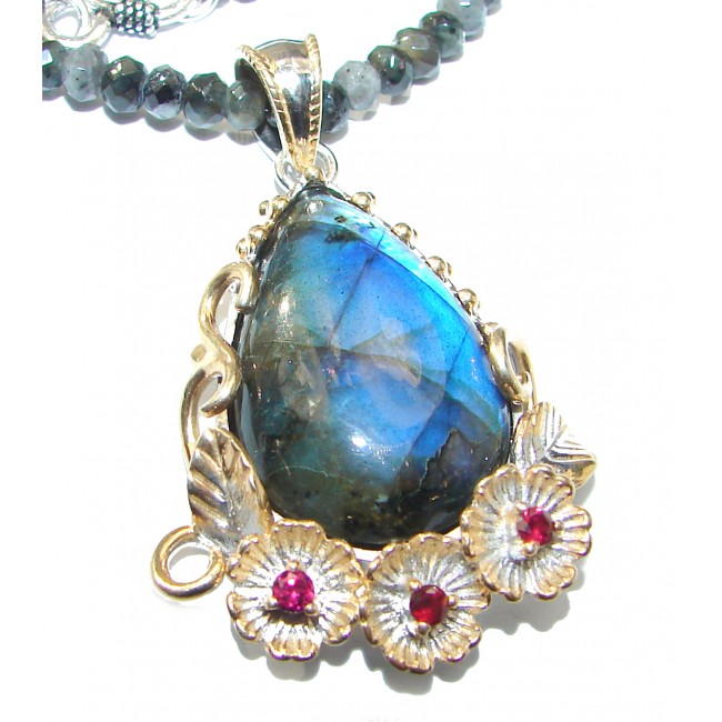 Chunky Cascade of Lights Labradorite .925 Sterling Silver entirely handcrafted necklace