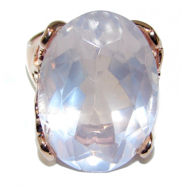 Oval Cut 45ctw best quality Rose Quartz 14K Gold over .925 Sterling Silver brilliantly handcrafted ring s. 7 3/4