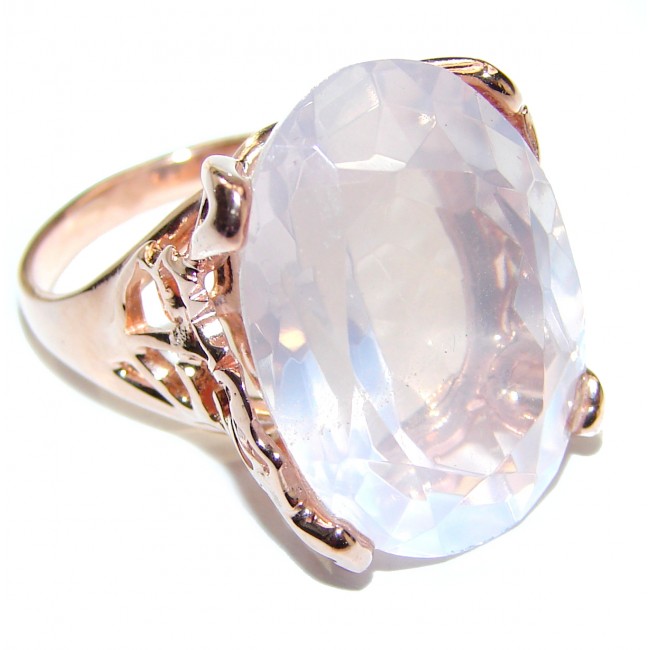 Oval Cut 45ctw best quality Rose Quartz 14K Gold over .925 Sterling Silver brilliantly handcrafted ring s. 7 3/4