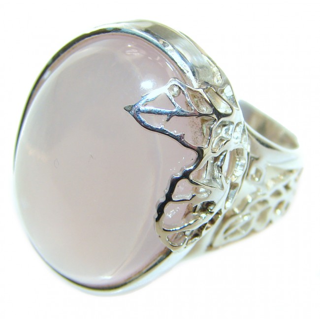 Authentic Rose Quartz .925 Sterling Silver handcrafted ring s. 8 adjustable