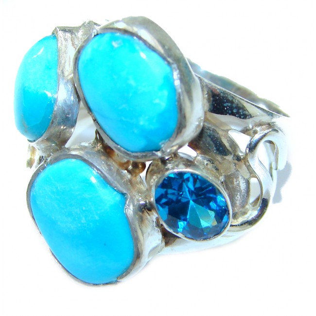 Natural Sleeping Beauty Turquoise .925 Sterling Silver handcrafted Ring s. 8