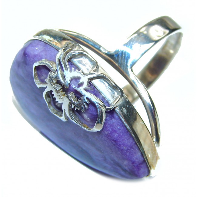 Fashion Beauty Charoite Sterling Silver Ring s. 8 adjustable