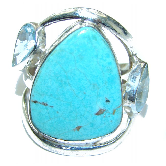 Natural Sleeping Beauty Turquoise .925 Sterling Silver handcrafted Ring s. 7 1/2