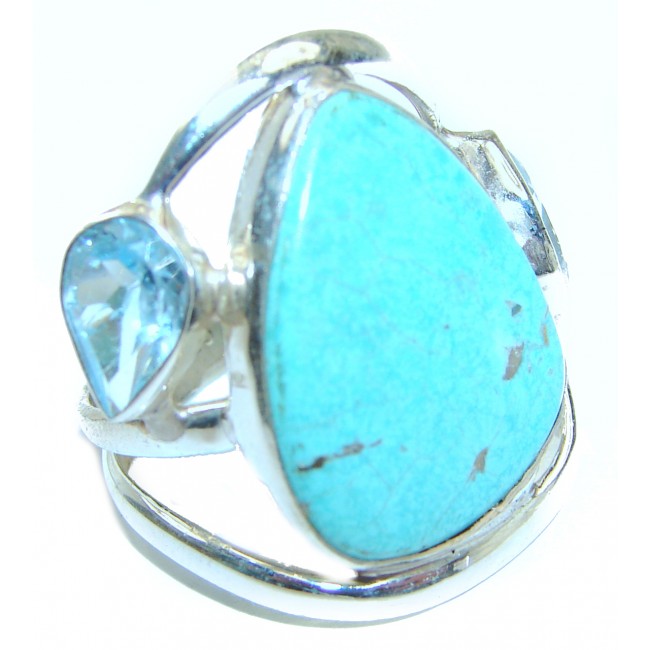 Natural Sleeping Beauty Turquoise .925 Sterling Silver handcrafted Ring s. 7 1/2