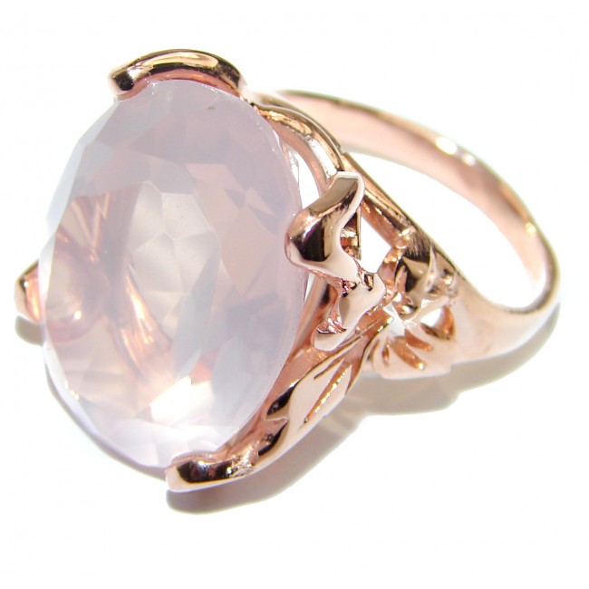 Oval Cut 45ctw best quality Rose Quartz 14K Gold over .925 Sterling Silver brilliantly handcrafted ring s. 7
