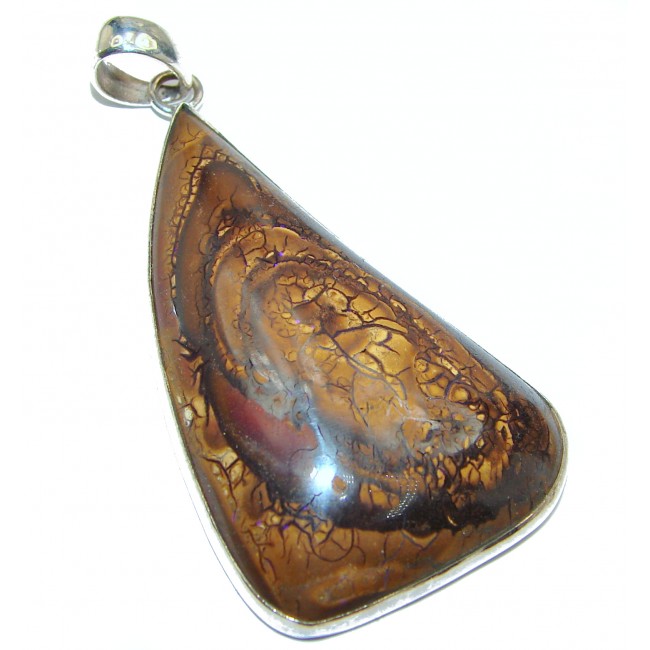 One of the kind genuine Koroit Opal .925 hammered Sterling Silver Pendant