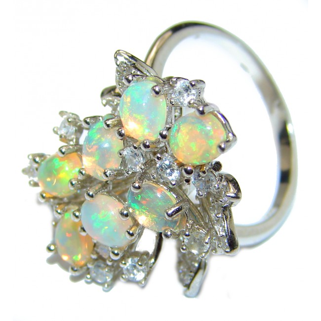 Dazzling natural Ethiopian Opal .925 Sterling Silver handcrafted ring size 7