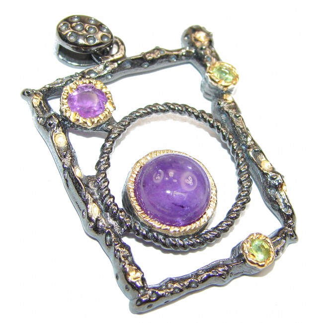 Amazing Amethyst 14K Gold over .925 Sterling Silver handcrafted pendant