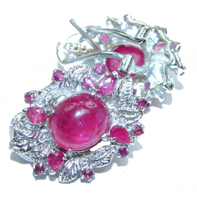 Authentic 29ctw Kashmir Ruby .925 Sterling Silver handmade earrings
