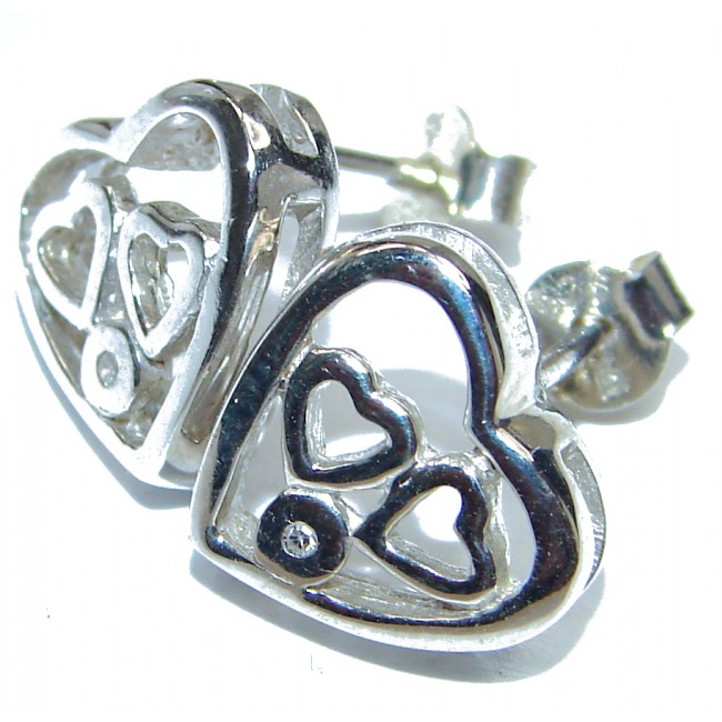 Cute Hearts .925 Sterling Silver handcrafted earrings