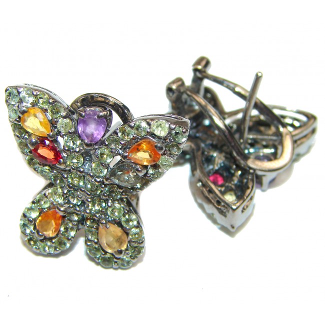 Posh Butterflies Authentic Multicolor Sapphire .925 Sterling Silver handmade earrings
