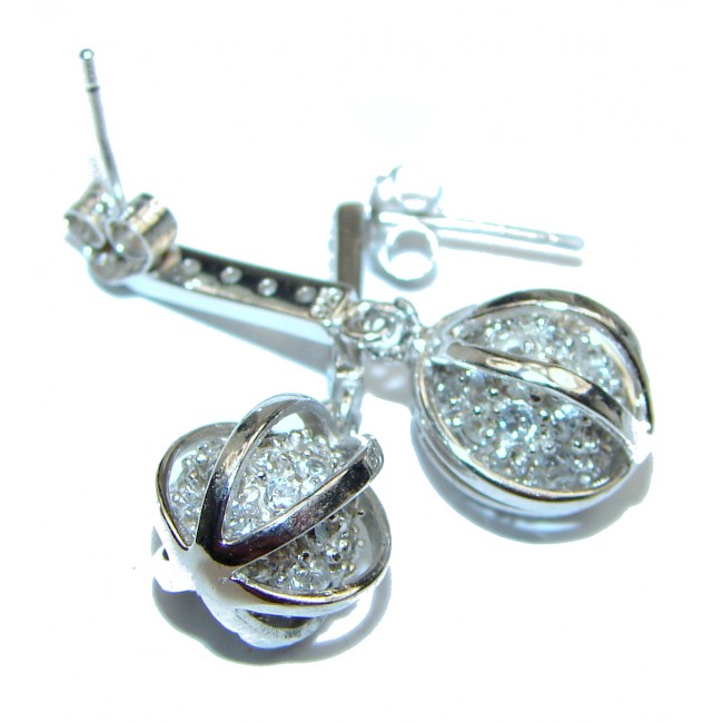 Rich Design White Topaz .925 Sterling Silver handcrafted earrings