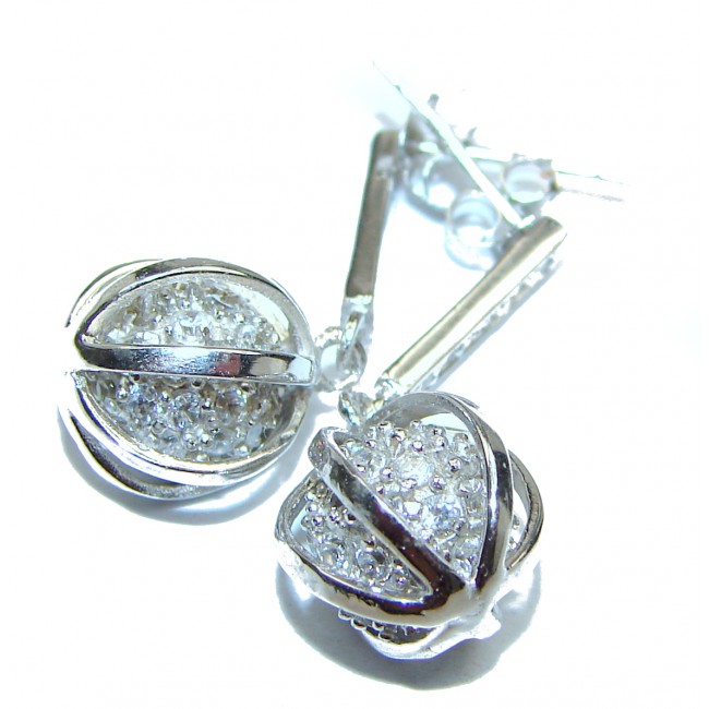 Rich Design White Topaz .925 Sterling Silver handcrafted earrings