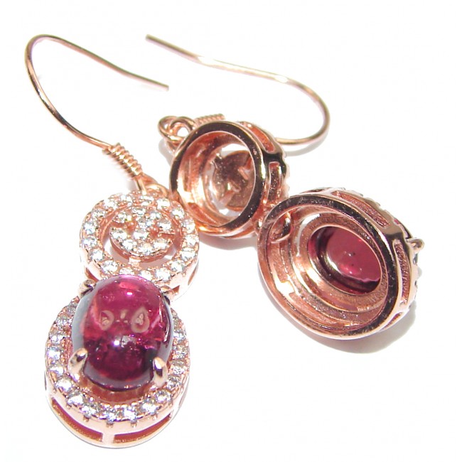 Authentic Kashmir Ruby Rose Gold over .925 Sterling Silver handmade earrings