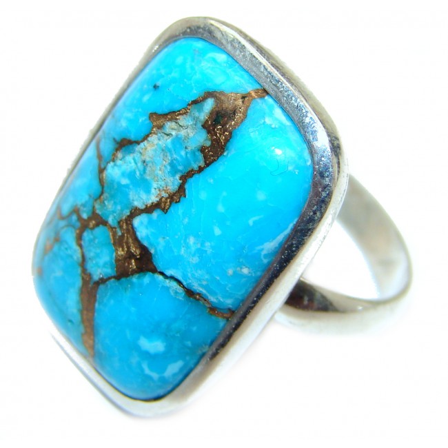 Copper Turquoise .925 Sterling Silver ring; s. 11