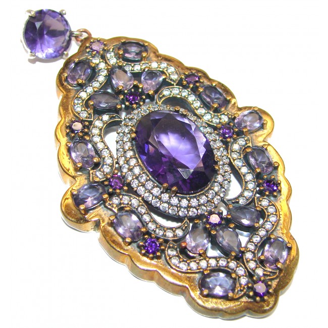 Victorian BEAUTY Spectacular Amethyst .925 Sterling Silver handcrafted pendant