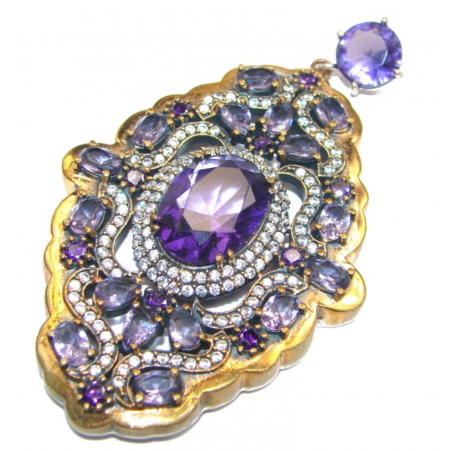 Victorian BEAUTY Spectacular Amethyst .925 Sterling Silver handcrafted pendant