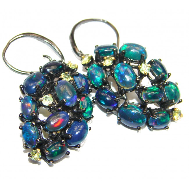 Splendid quality authentic Black Opal .925 Sterling Silver handcrafted earrings