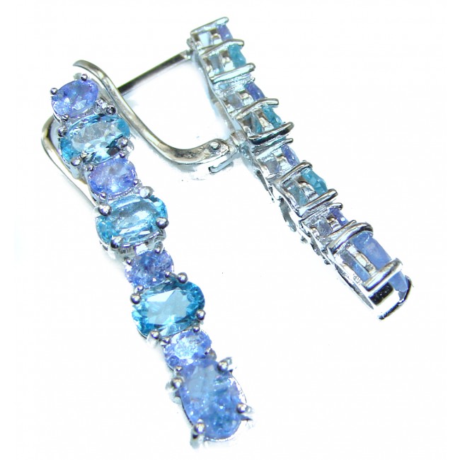 Great Swiss Blue Topaz Tanzanite .925 Sterling Silver handcrafted earrings