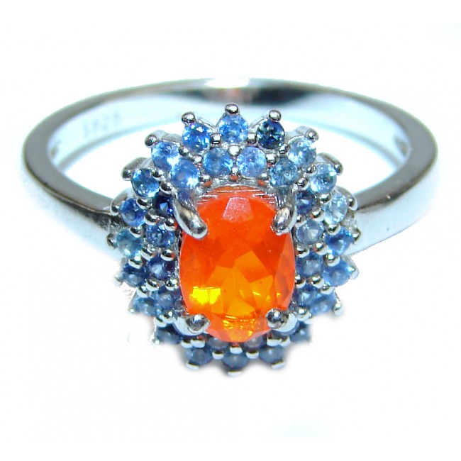 Pure Perfection Genuine Mexican Opal Tanzanite .925 Sterling Silver handmade Ring size 7