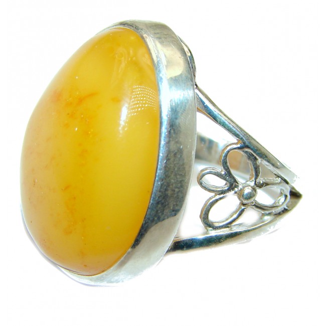 HUGE Genuine Butterscotch Baltic Amber .925 Sterling Silver handmade Ring size 7