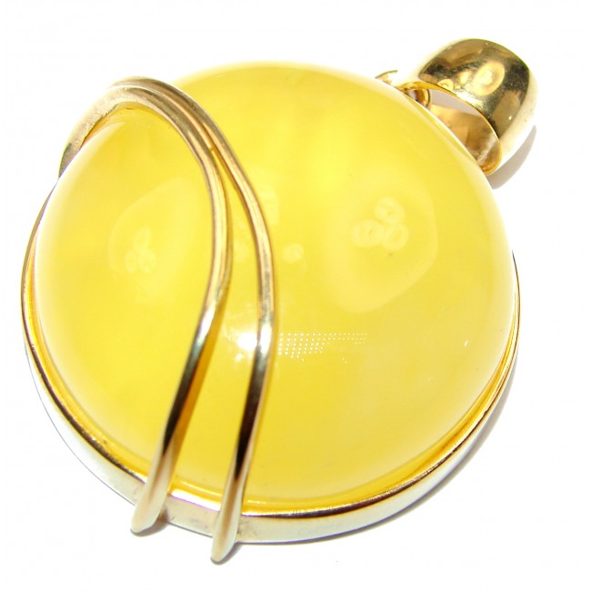 Incredible Beauty Natural Baltic Butterscotch Amber 18K Gold over .925 Sterling Silver handmade Pendant