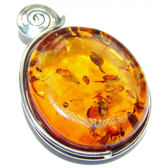 Natural Honey Amber .925 Sterling Silver handmade Pendant